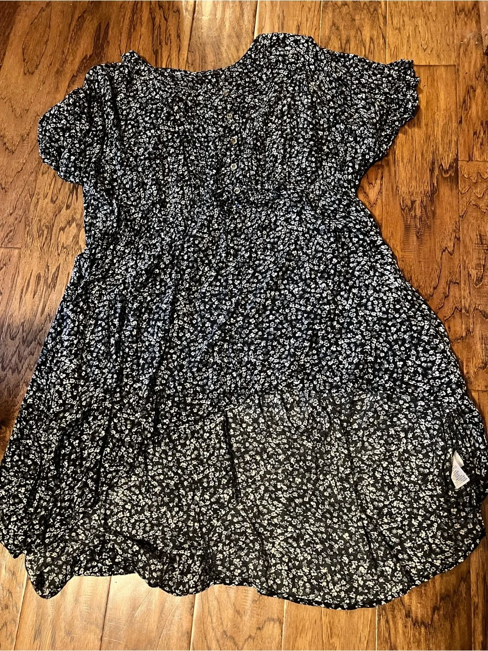 Maurices Black and White Floral Tiered Midi Dress - Picture 2 of 4